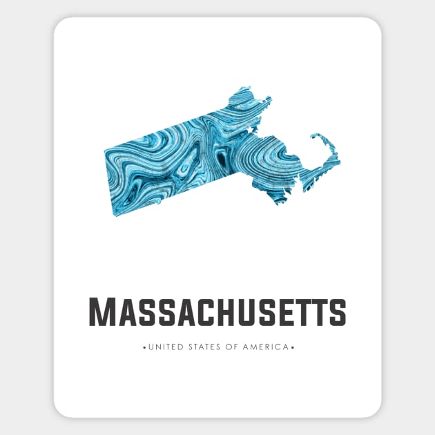 Massachusetts state map abstract blue Sticker by StudioGrafiikka